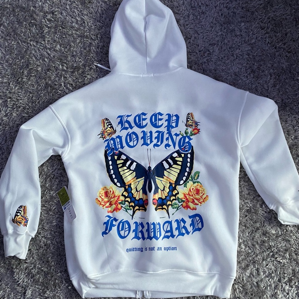 White Zip Up Hoodie